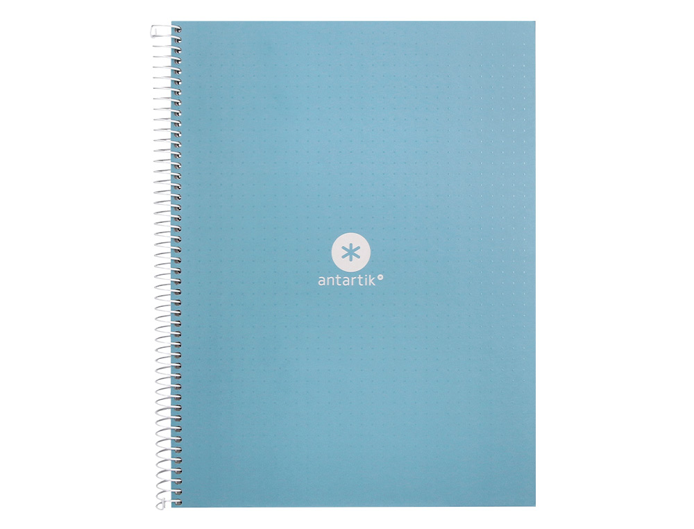 CAHIER SPIRALE ANTARTIK A4 80P 90G COUVERTURE CARTONEE   REGLURE DOT 4 TROUS COLORIS   BLEU CIEL