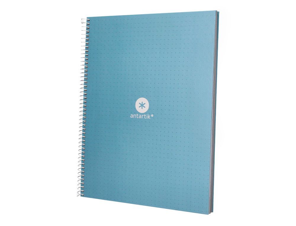CAHIER SPIRALE ANTARTIK A4 80P 90G COUVERTURE CARTONEE   REGLURE DOT 4 TROUS COLORIS   BLEU CIEL