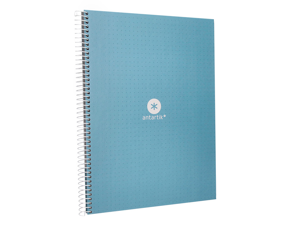 CAHIER SPIRALE ANTARTIK A4 80P 90G COUVERTURE CARTONEE   REGLURE DOT 4 TROUS COLORIS   BLEU CIEL