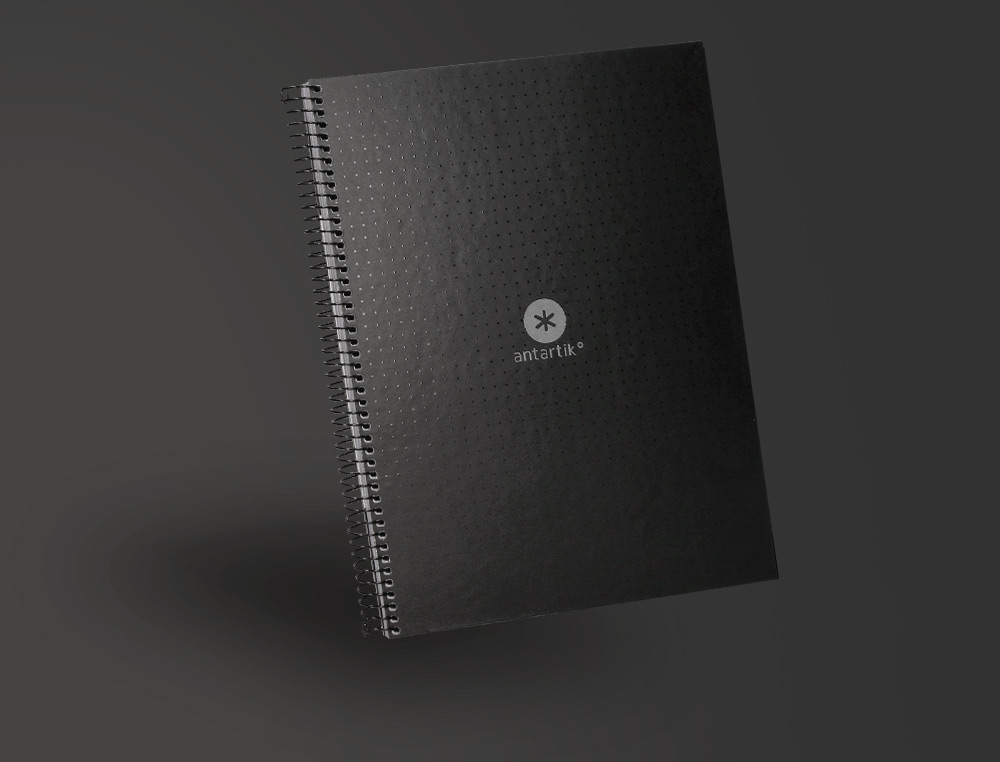 CAHIER SPIRALE ANTARTIK A4 80P 90G COUVERTURE CARTONEE REGLURE DOT 4 TROUS COLORIS NOIR