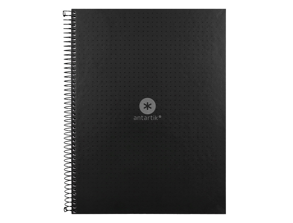 CAHIER SPIRALE ANTARTIK A4 80P 90G COUVERTURE CARTONEE REGLURE DOT 4 TROUS COLORIS NOIR