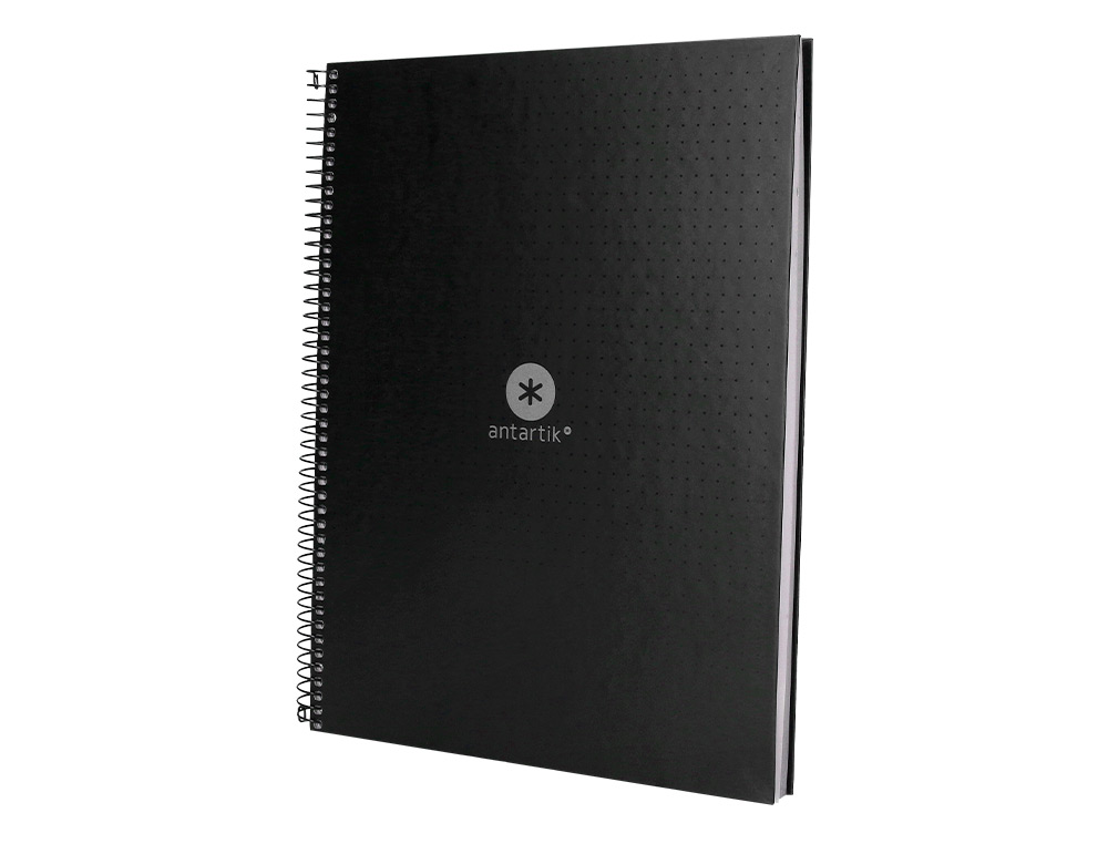CAHIER SPIRALE ANTARTIK A4 80P 90G COUVERTURE CARTONEE REGLURE DOT 4 TROUS COLORIS NOIR