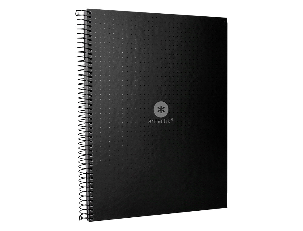 CAHIER SPIRALE ANTARTIK A4 80P 90G COUVERTURE CARTONEE REGLURE DOT 4 TROUS COLORIS NOIR