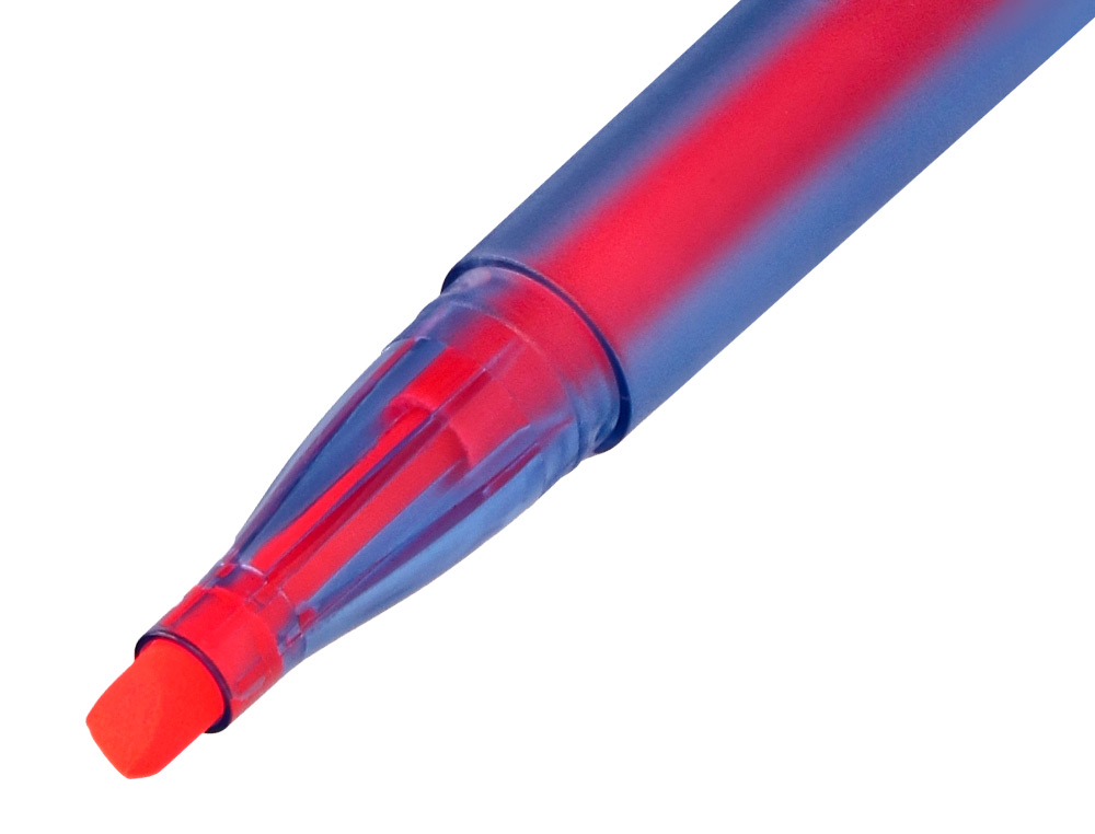 SURLIGNEUR Q-CONNECT FLUORESCENT CORPS TRANSPARENT POINTE BISEAUTEE TRAIT 1-5MM GRIP COLORIS ASSORTIS POCHETTE 4 UNITES