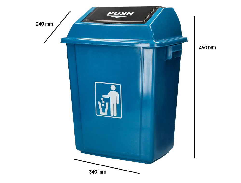 POUBELLE Q-CONNECT PLASTIQUE COUVERCLE BASCULANT OUVERTURE FACILE 2 POIGNEES 20L         340X240X450MM COLORIS BLEU