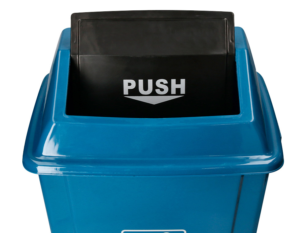 POUBELLE Q-CONNECT PLASTIQUE COUVERCLE BASCULANT OUVERTURE FACILE 2 POIGNEES 20L         340X240X450MM COLORIS BLEU