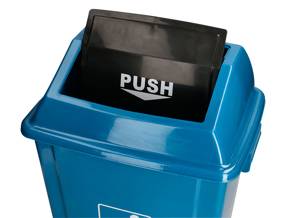 POUBELLE Q-CONNECT PLASTIQUE COUVERCLE BASCULANT OUVERTURE FACILE 2 POIGNEES 20L         340X240X450MM COLORIS BLEU