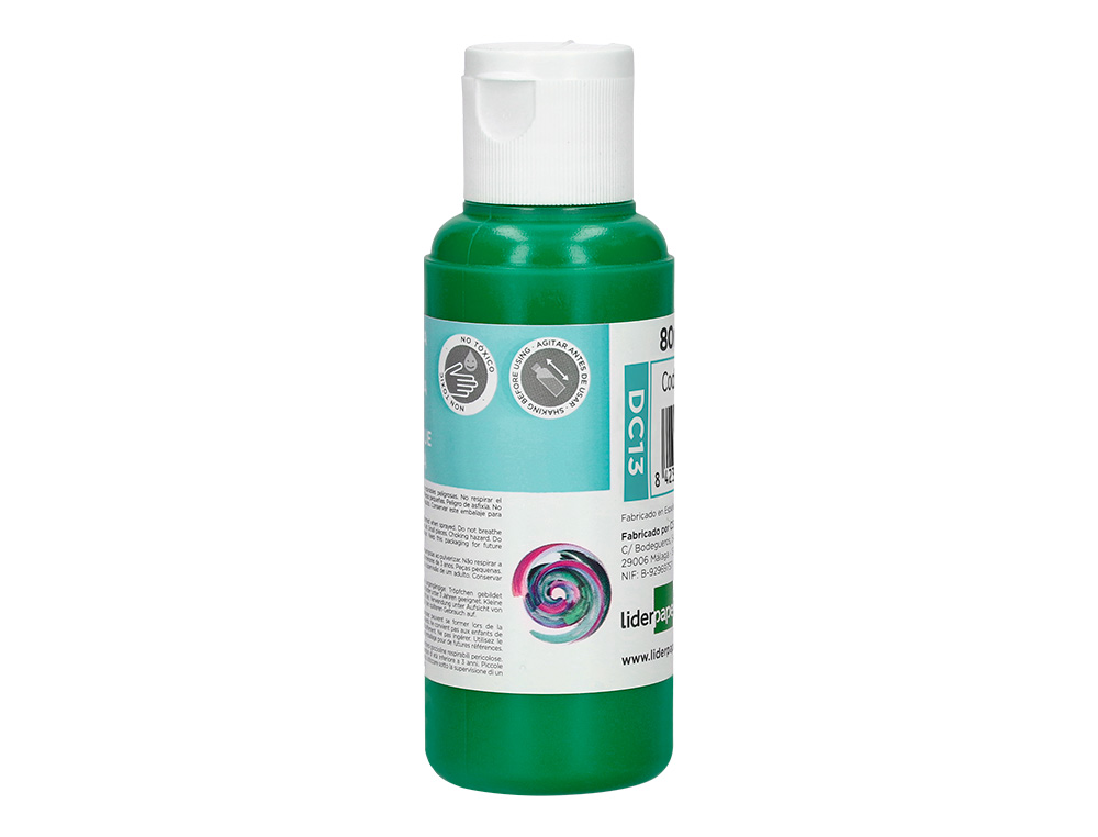 PEINTURE ACRYLIQUE LIDERPAPEL COLORIS VERT FONCE BOUTEILLE 80ML