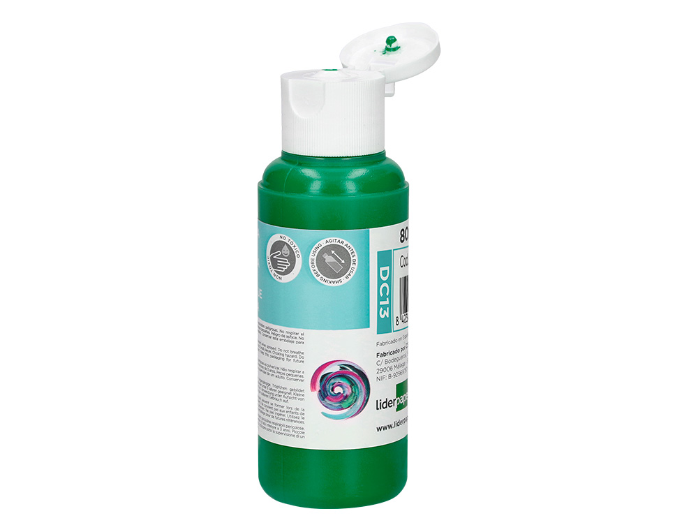 PEINTURE ACRYLIQUE LIDERPAPEL COLORIS VERT FONCE BOUTEILLE 80ML