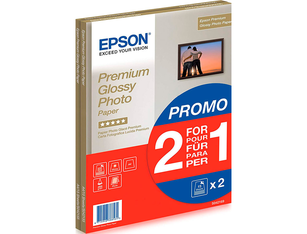 PAPIER PHOTO EPSON GLOSSY A4 255G/M2 2 EN 1 15 FEUILLES