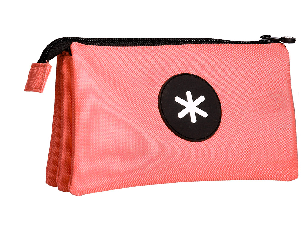 TROUSSE SCOLAIRE ANTARTIK PLATE 3 COMPARTIMENTS 220X30X120MM COLORIS CORAIL