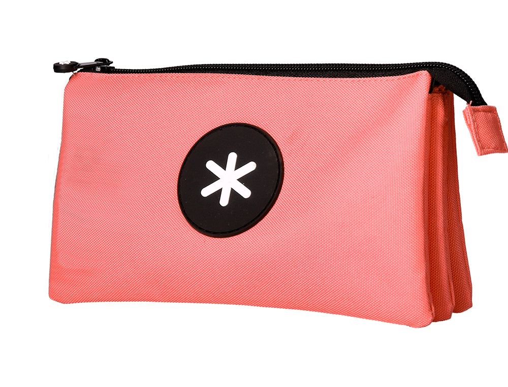 TROUSSE SCOLAIRE ANTARTIK PLATE 3 COMPARTIMENTS 220X30X120MM COLORIS CORAIL