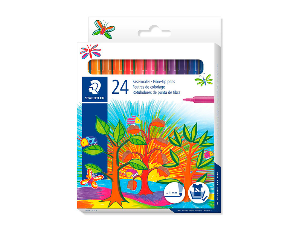 STYLO FEUTRE STAEDTLER 325 POINTE MOYENNE 1MM PACK DE 24 COULEURS ASSORTIES