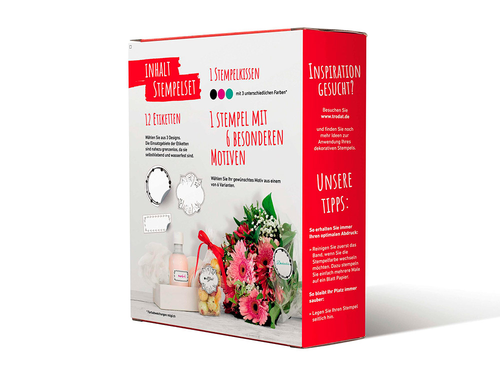 KIT TAMPON TRODAT VINTAGE FELICITATIONS 1 TAMPO +1 ENCREUR+ ETIQUETTES