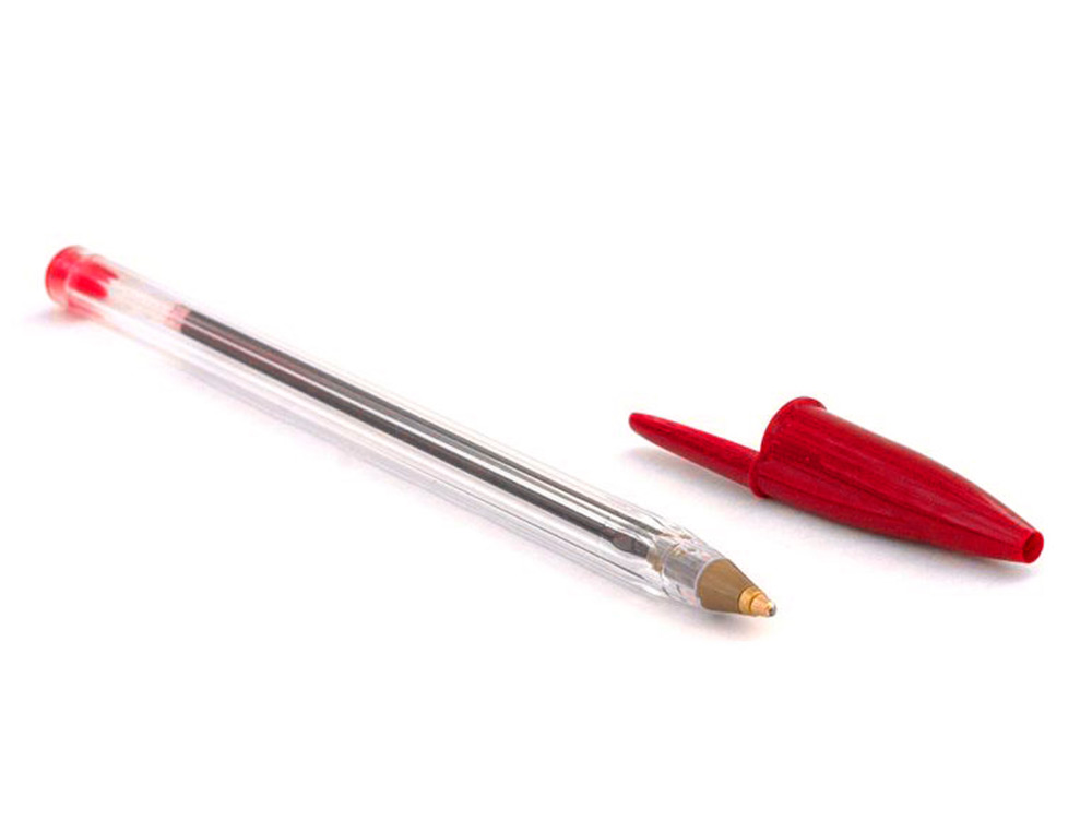 STYLO-BILLE BIC CRISTAL ÉCRITURE MOYENNE 0.5MM ENCRE CLASSIQUE BILLE INDÉFORMABLE CAPUCHON COULEUR ENCRE ROUGE