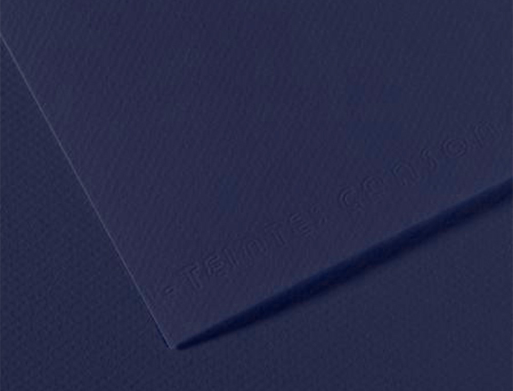 PAPIER DESSIN CANSON FEUILLE MI-TEINTES N 140 GRAIN GELATINE HAUTE TENEUR COTON 160G 50X X65CM UNICOLORE BLEU INDIGO