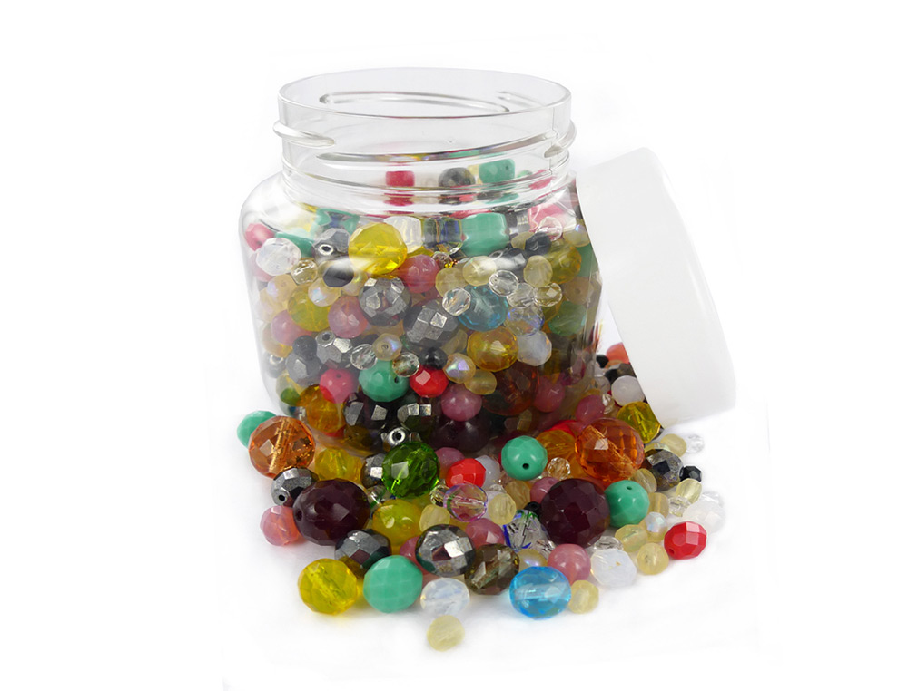 PERLE EN VERRE LAQUEE COLORIS DIMENSIONS ASSORTIS BOCAL DE 300G