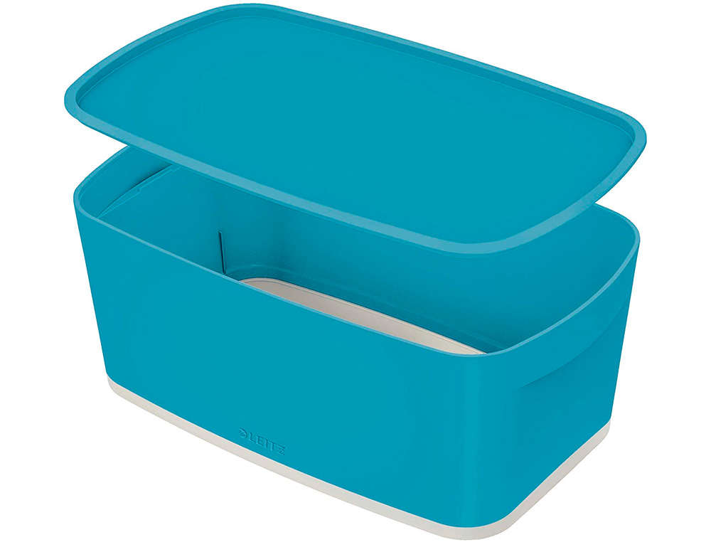 BOITE DE RANGEMENT LEITZ COSY MY BOX PETIT FORMAT AVEC COUVERCLE + ORGANISATEUR POIGNEE COLORIS BLEU