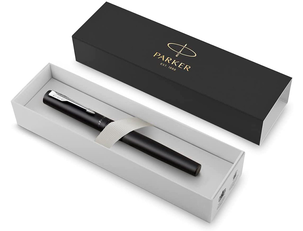 STYLO-PLUME PARKER VECTOR XL METALLIQUE POINTE MOYENNE NOIR COFFRET CADEAU