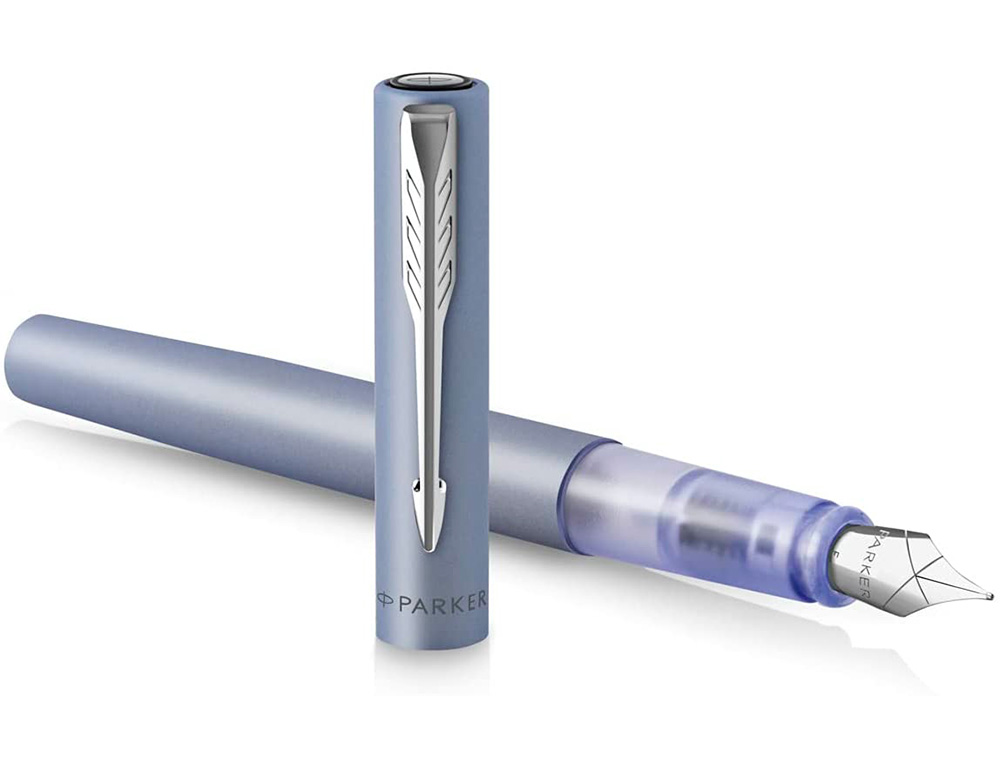 STYLO-PLUME PARKER VECTOR XL METALLIQUE POINTE MOYENNE     SILVER BLEU ARGENT COFFRET    CADEAU