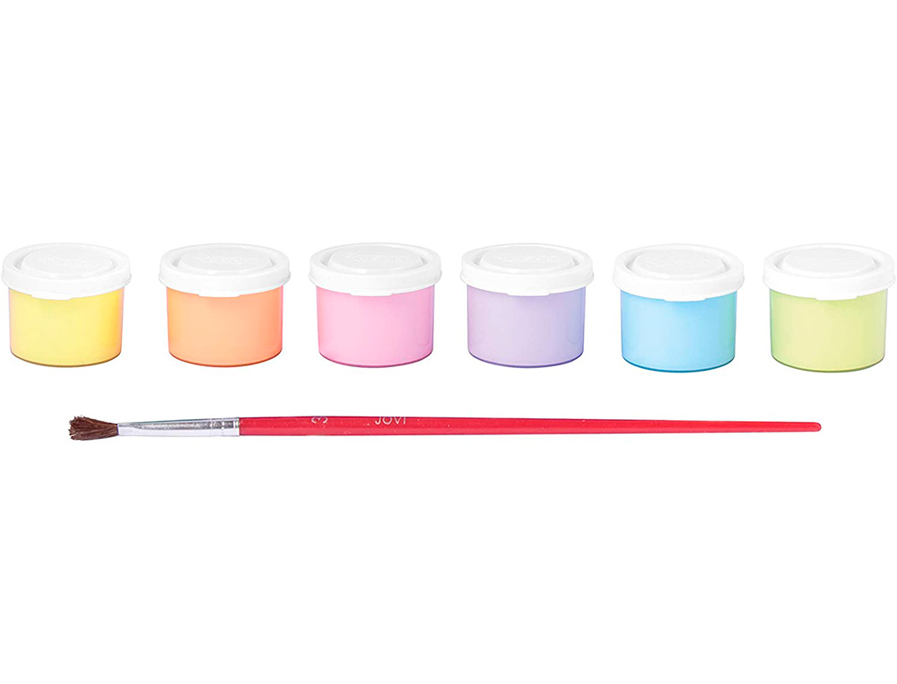 GOUACHE SCOLAIRE JOVI A BASE D'EAU COULEUR PASTEL 6 POTS DE 35 ML + PINCEAU