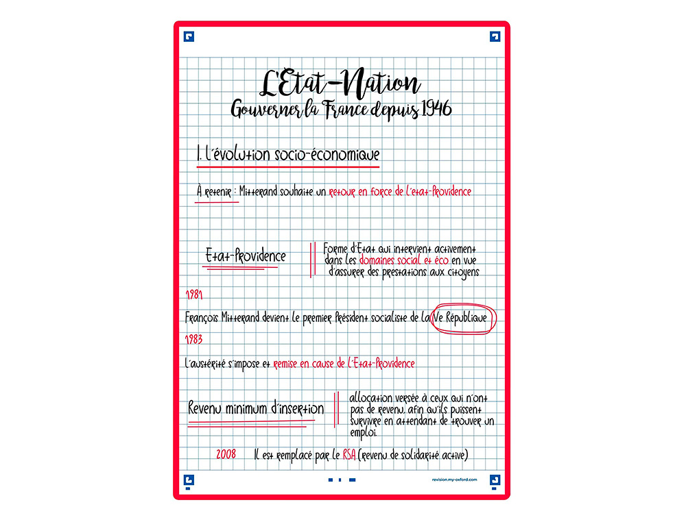 FICHES BRISTOL OXFORD REVISION 2.0 A5 PERFOREE 32 FICHES/FILM Q5X5 CADRE ROUGE