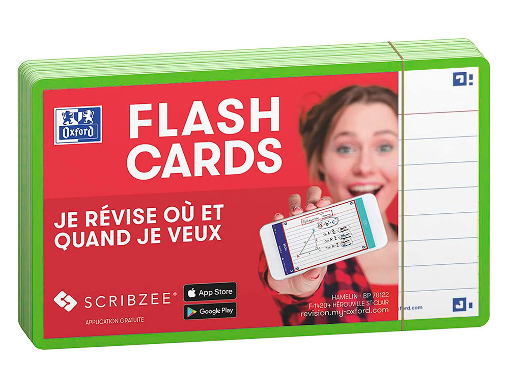 FICHES BRISTOL OXFORD FLASH 2.0 75X125MM 32 FICHES/FILM L7MM CADRE VERT