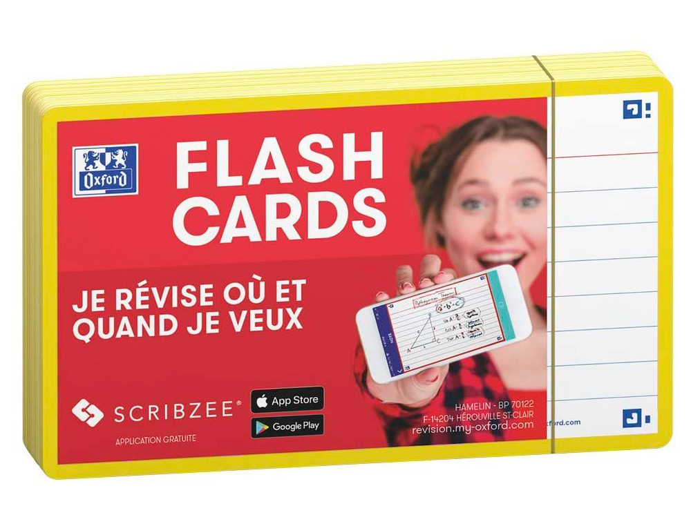 FICHES BRISTOL OXFORD FLASH 2.0 75X125MM 32 FICHES/FILM L7MM CADRE JAUNE
