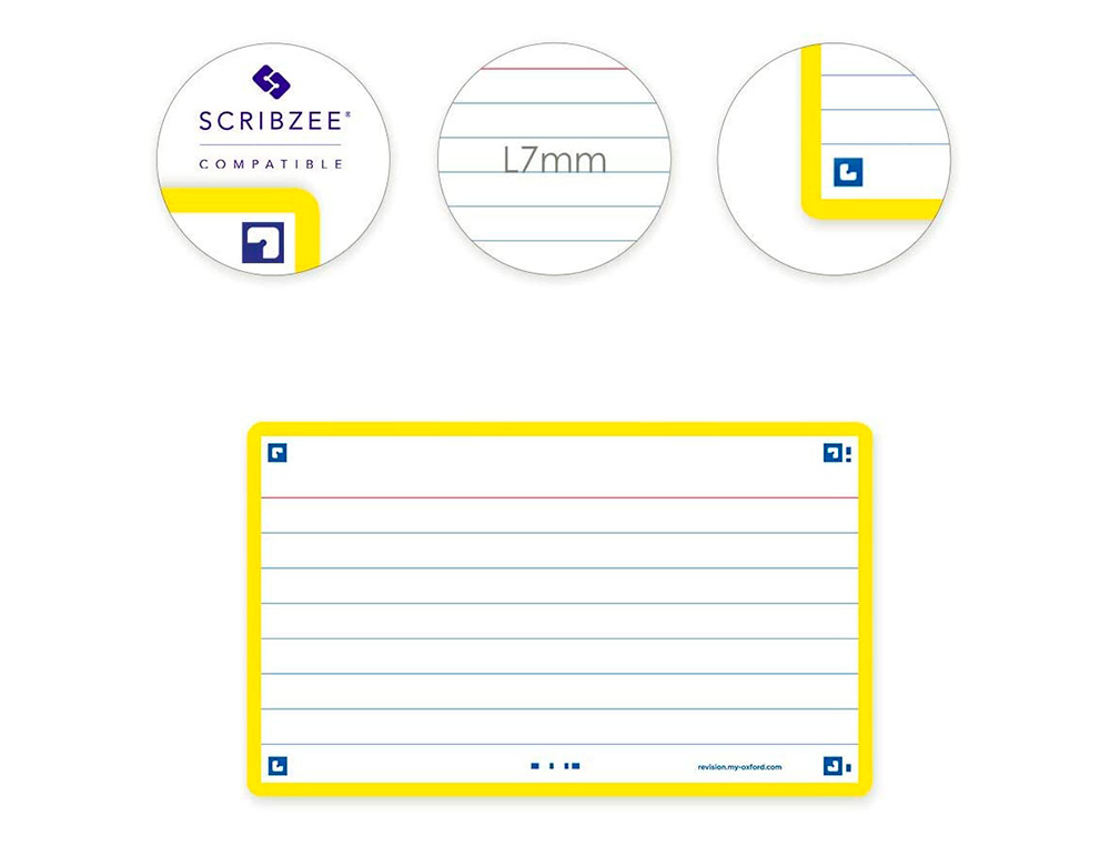 FICHES BRISTOL OXFORD FLASH 2.0 75X125MM 32 FICHES/FILM L7MM CADRE JAUNE