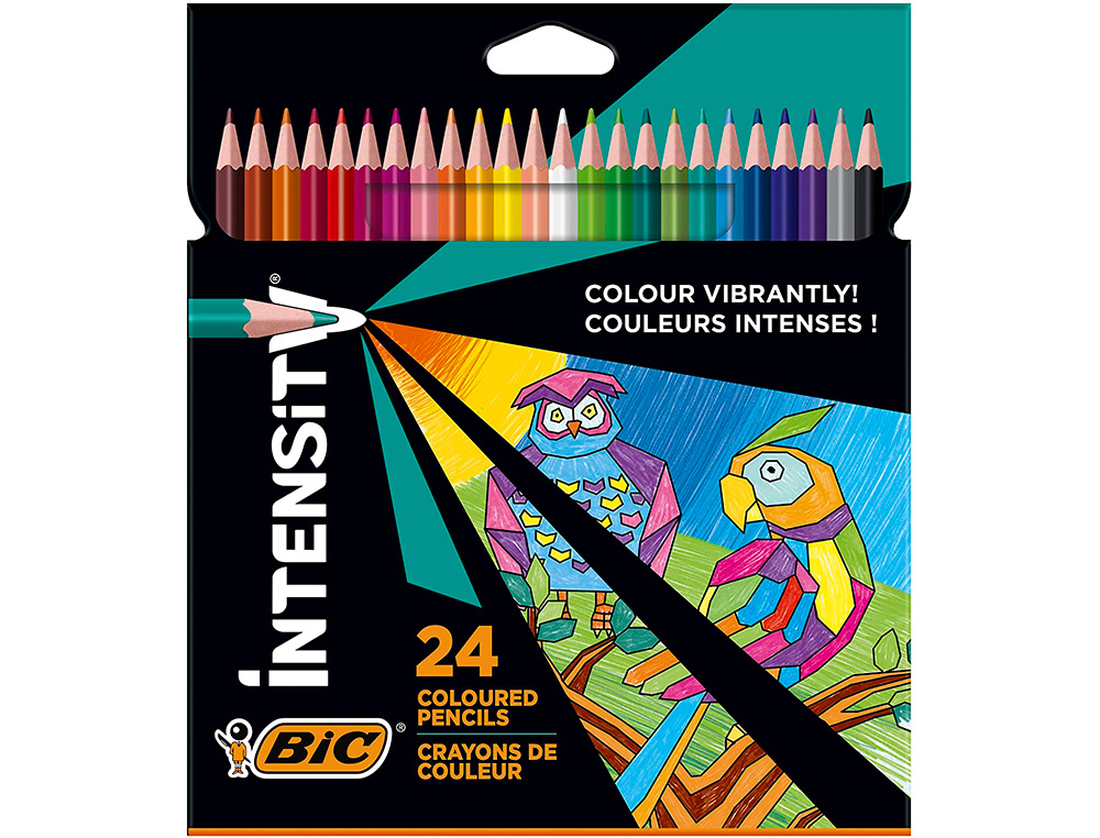 CRAYONS COULEUR BIC INTENSITY UP CORPS TRIANGULAIRE PACK DE 24