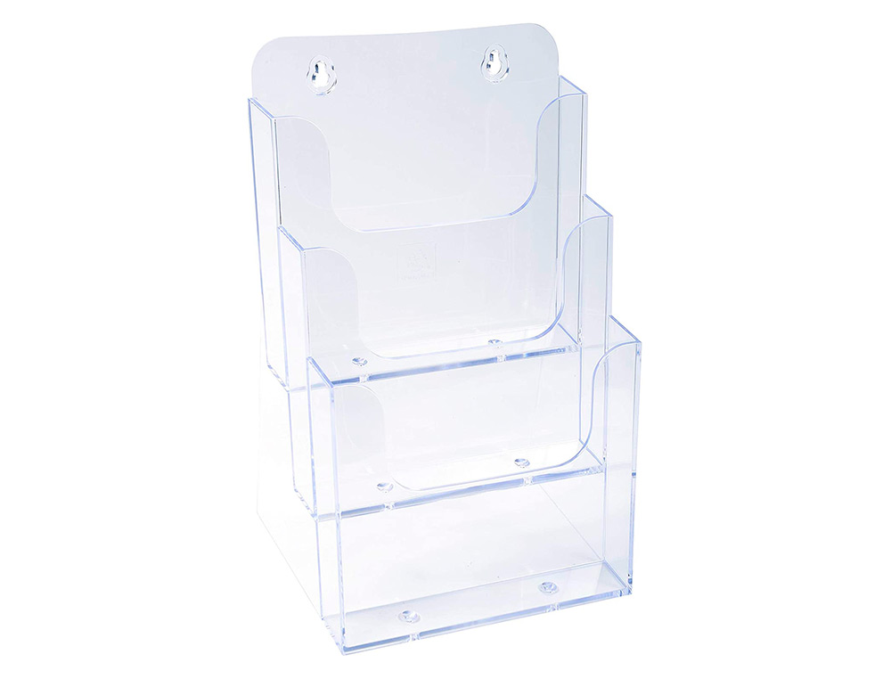 DISTRIBUTEUR EXACOMPTA POLYSTYRENE FORMAT A5 VEERTICAL 3 COMPARTIMENTS TRANSPARENT