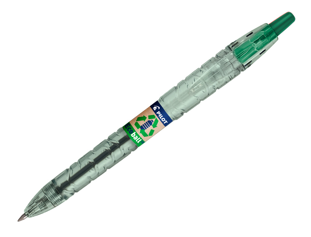STYLO-BILLE PILOT B2P ECOBALL BEGREEN RETRACTABLE RECHARGEABLE. POINTE MOYENNE. COLORIS VERT