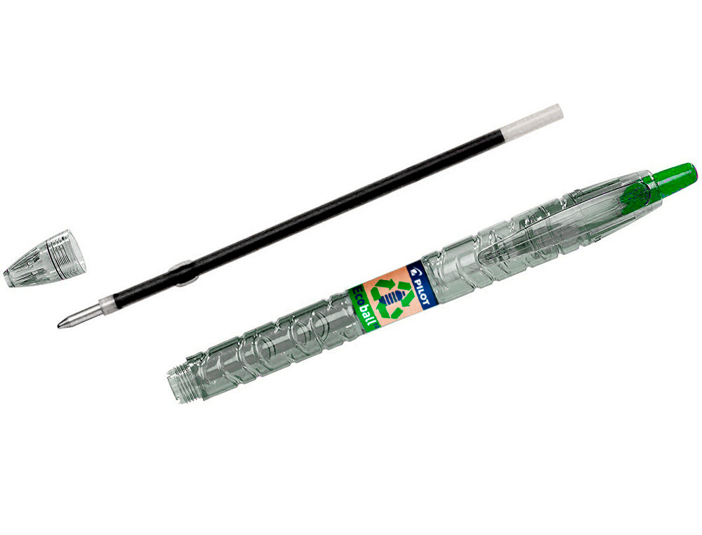 STYLO-BILLE PILOT B2P ECOBALL BEGREEN RETRACTABLE RECHARGEABLE. POINTE MOYENNE. COLORIS VERT