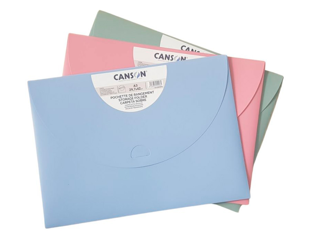 POCHETTE DE RANGEMENT CANSON 34X47CM 500Á - X3 COULEURS PASTEL ASSORTIES NEW