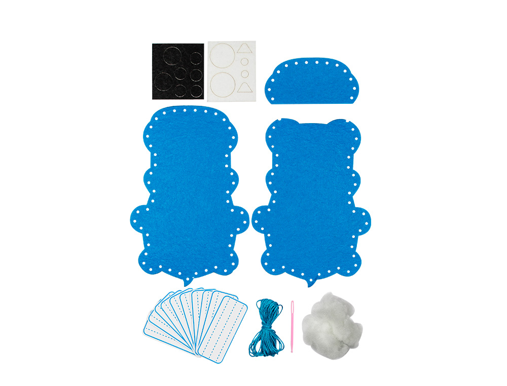 MANGE SOUCIS COUDRE EN FEUTRINE CROC'ANIMALS + 30 TIQUETTES SOUCIS - 17,8 X 12 CM - 3 PCS - 3 COLORIS