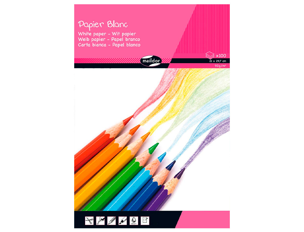 BLOC CLAIREFONTAINE 1ER PRIX DESSIN BLANC, 90G 100 FEUILLES A4