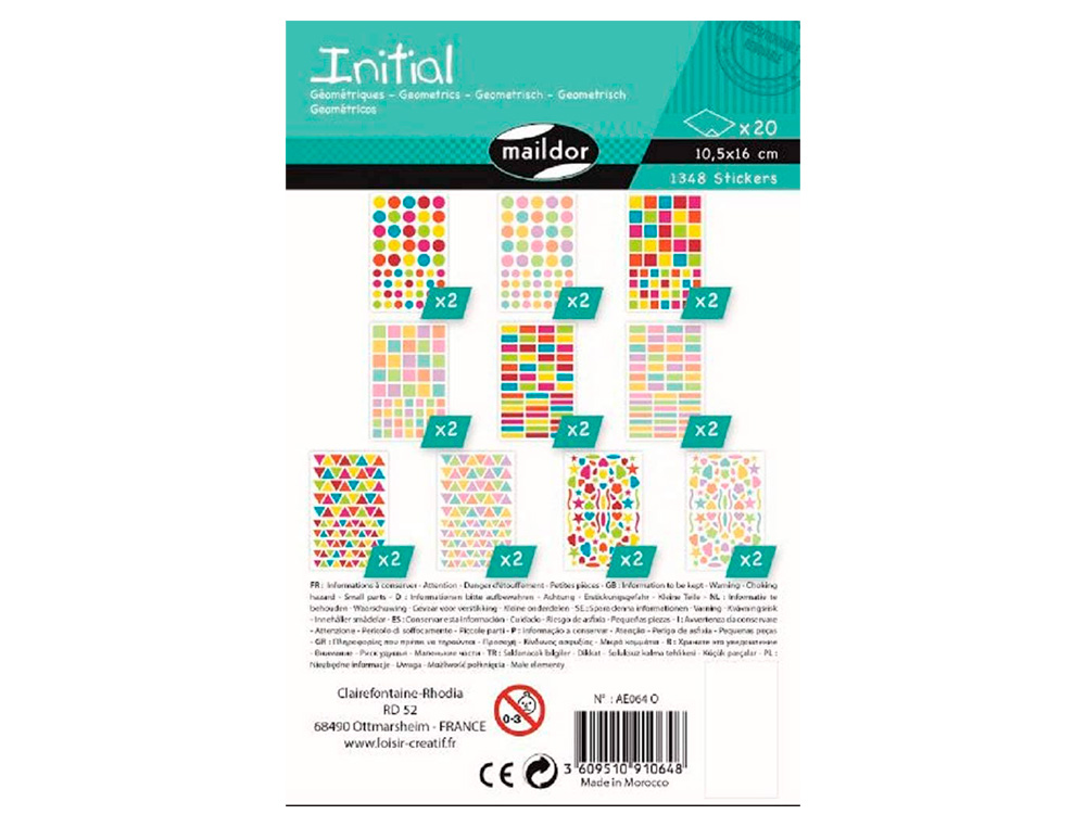 GOMMETTE CLAIREFONTAINE INITIAL FORMES G OM TRIQUES - PACK COLLECTIVIT 20 PLANCHES
