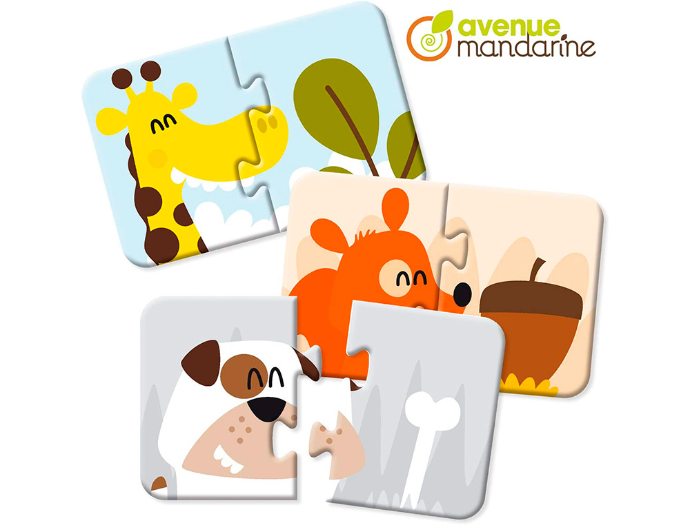 JEU  DUCATIF CLAIREFONTAINE PUZZLE 2 PI CES, QUI MANGE    QUOI  CONTIENT 12 PUZZLES DE  2 PI CES EN CARTON  PAIS -