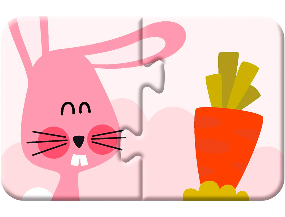 JEU  DUCATIF CLAIREFONTAINE PUZZLE 2 PI CES, QUI MANGE    QUOI  CONTIENT 12 PUZZLES DE  2 PI CES EN CARTON  PAIS -