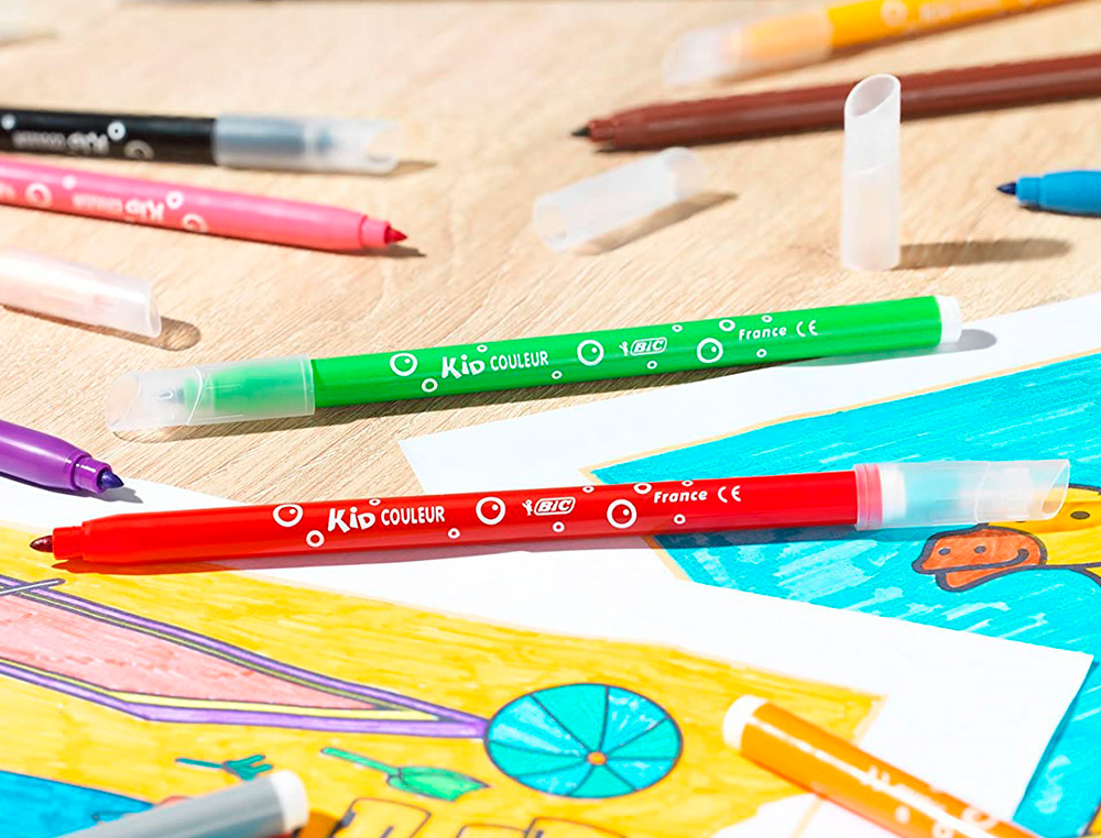 FEUTRES DE COLORIAGE BIC ENCRE ULTRA LAVABLE. POINTE DE 1 MM. D COR FANTAISIE. POT DE 36 UNIT S