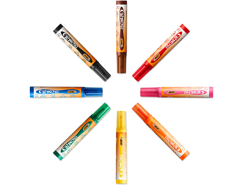 FEUTRE BIC D CORALO - POCHETTE X 8 : CORPS EXTRA-LARGE POINTE OGIVE EXTRA LARGE 6 MM - ENCRE