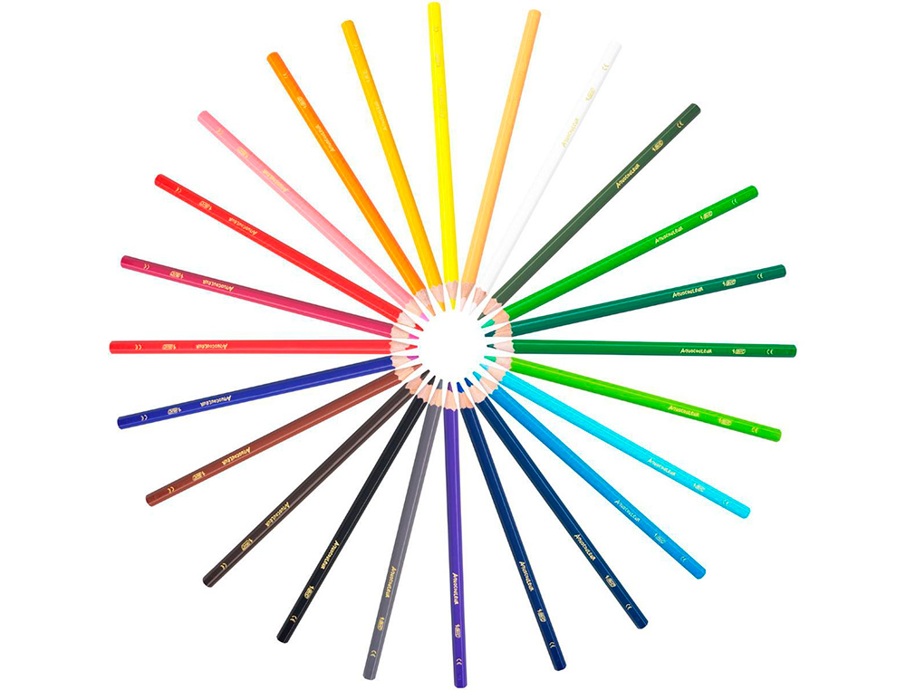 CRAYON DE COULEUR BIC AQUACOULEUR - CORPS HEXAGONAL EN BOIS 24 COULEURS VIVES