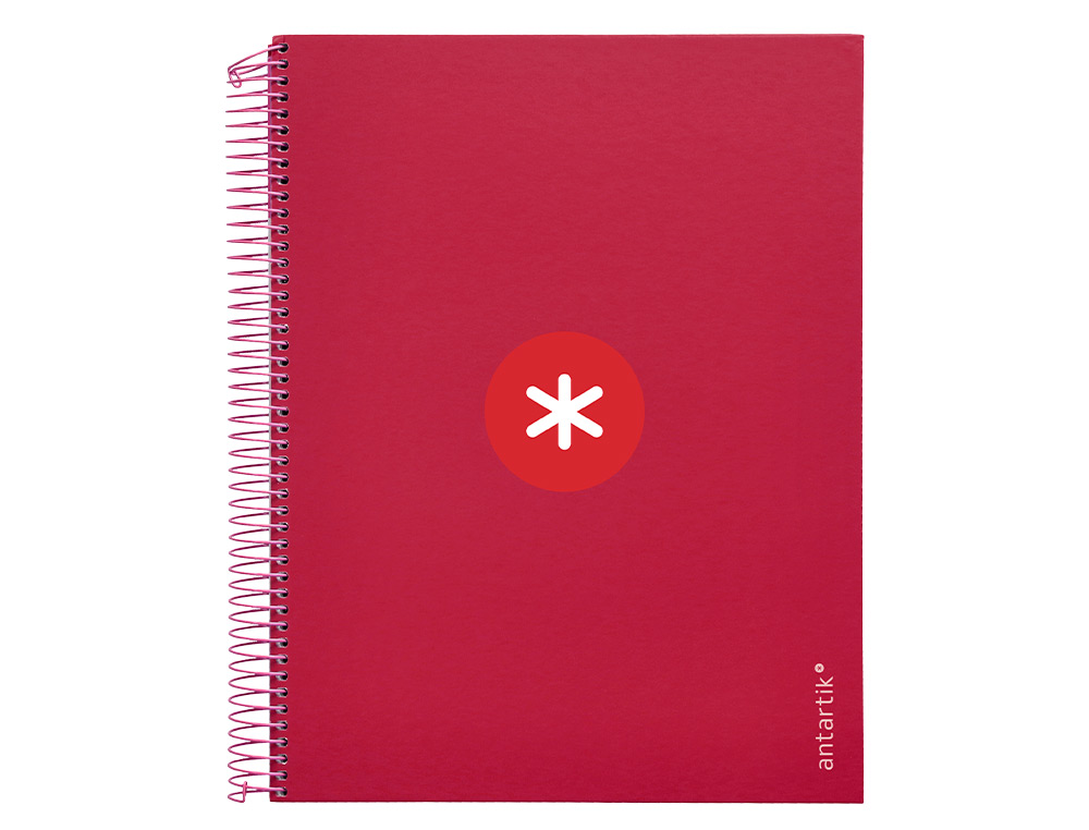CAHIER SPIRALE ANTARTIK A4 240P 100G REMBORDE 5X5MM MICROPERFORE 5 BANDES 4 TROUS COLORIS FRAMBOISE