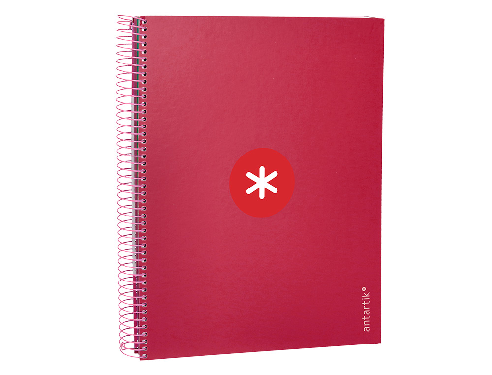 CAHIER SPIRALE ANTARTIK A4 240P 100G REMBORDE 5X5MM MICROPERFORE 5 BANDES 4 TROUS COLORIS FRAMBOISE