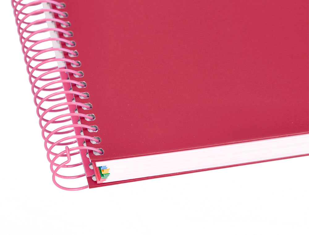 CAHIER SPIRALE ANTARTIK A4 240P 100G REMBORDE 5X5MM MICROPERFORE 5 BANDES 4 TROUS COLORIS FRAMBOISE