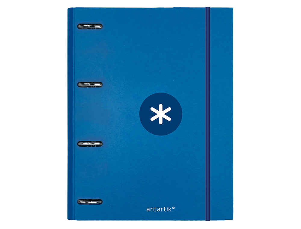 CLASSEUR ANTARTIK 4 ANNEAUX RONDS 25MM A4 CARTON REMBORDE FEUILLETS MOBILES 5X5 BLEU MARINE