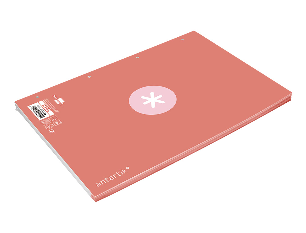 FEUILLET MOBILE ANTARTIK A4 80FEUILLES 100G QUADRILLAGE 5MM 4 TROUS BORD COLORIS ROSE