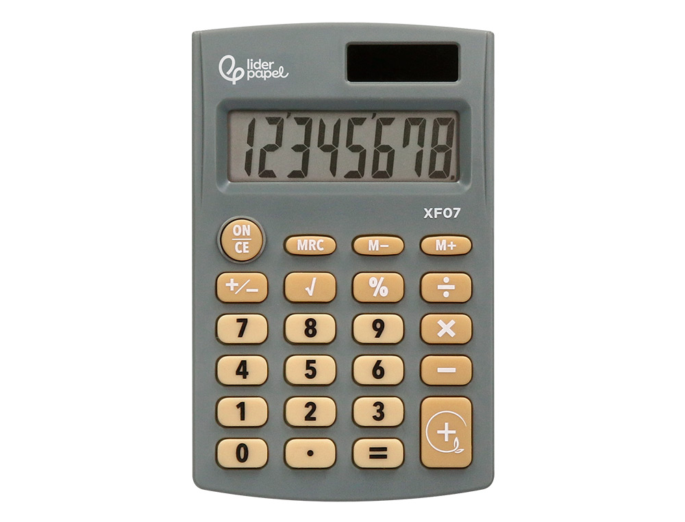 CALCULATRICE DE POCHE XF05 8 CHIFFRES SOLAIRE ET PILES 98X62X8 MM COLORIS GRIS