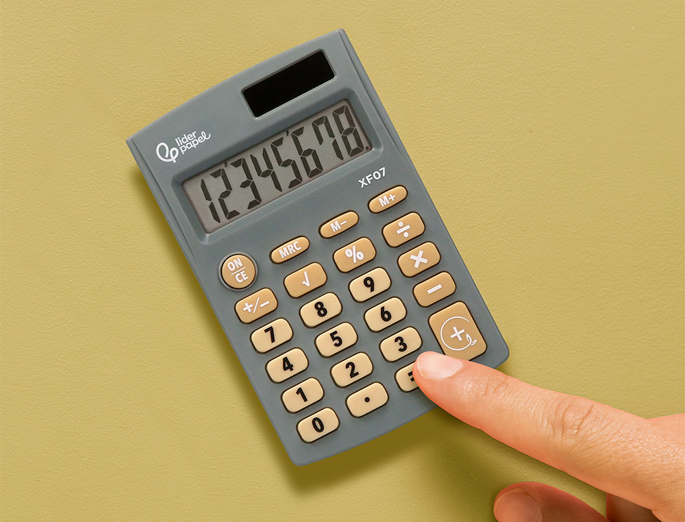CALCULATRICE DE POCHE XF05 8 CHIFFRES SOLAIRE ET PILES 98X62X8 MM COLORIS GRIS