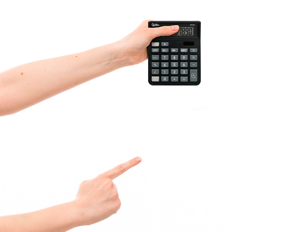 CALCULATRICE DE BUREAU LIDERPAPEL XF20 10 CHIFFRES SOLAIRE ET PILES 127X105X24 MM COLORIS NOIR